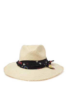 Long Brim Aguacate Hat With Printed Fabric Band